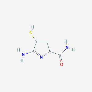 molecular formula C5H9N3OS B151910 5-Amino-4-mercapto-3,4-dihydro-2H-pyrrole-2-carboxamide CAS No. 134642-87-8
