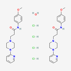 molecular formula C38H54Cl4N8O5 B15191014 N-(4-methoxyphenyl)-3-(4-pyridin-2-ylpiperazin-1-yl)propanamide;hydrate;tetrahydrochloride CAS No. 104373-75-3