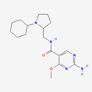 molecular formula C17H27N5O2 B15191041 2-Amino-N-((1-cyclohexyl-2-pyrrolidinyl)methyl)-4-methoxy-5-pyrimidinecarboxamide CAS No. 84332-14-9