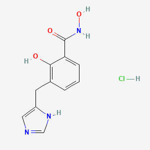molecular formula C11H12ClN3O3 B15191056 N,2-Dihydroxy-3-((1H-imidazol-4-yl)methyl)benzamide hydrochloride CAS No. 127170-88-1