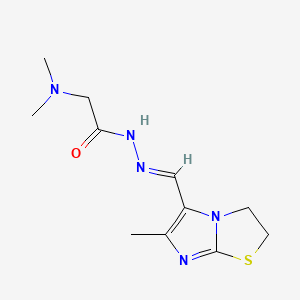 molecular formula C11H17N5OS B15191079 Glycine, N,N-dimethyl-, ((2,3-dihydro-6-methylimidazo(2,1-b)thiazol-5-yl)methylene)hydrazide CAS No. 102410-37-7