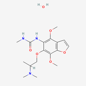 molecular formula C17H27N3O6 B15191084 N-(4,7-Dimethoxy-6-(2-(dimethylamino)propoxy)-5-benzofuranyl)-N'-methylurea hydrate CAS No. 102433-24-9