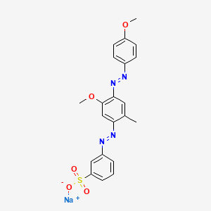 molecular formula C21H19N4NaO5S B15191109 Benzenesulfonic acid, 3-((5-methoxy-4-((4-methoxyphenyl)azo)-2-methylphenyl)azo)-, sodium salt CAS No. 70776-63-5