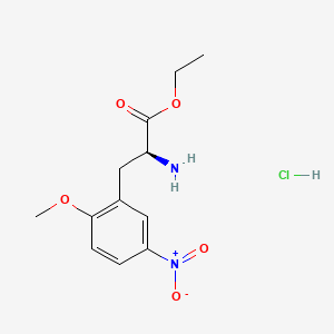 molecular formula C12H17ClN2O5 B15191156 DL-Phenylalanine, 2-methoxy-5-nitro-, ethyl ester, monohydrochloride CAS No. 116366-15-5