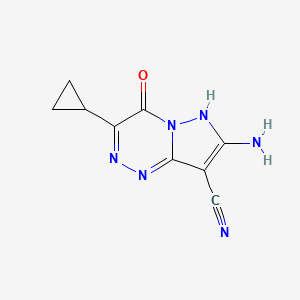 molecular formula C9H8N6O B1519118 7-Amino-3-cyclopropyl-4-oxo-1,4-dihydropyrazolo[5,1-c][1,2,4]triazine-8-carbonitrile CAS No. 1092295-92-5