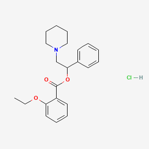 molecular formula C22H28ClNO3 B15191180 Benzoic acid, o-ethoxy-, alpha-(piperidinomethyl)benzyl ester hydrochloride CAS No. 102476-73-3