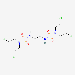 molecular formula C10H22Cl4N4O4S2 B15191188 Sulfamide, N,N-ethylenebis(N',N'-bis(2-chloroethyl)- CAS No. 91179-50-9