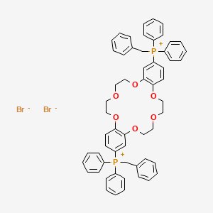 molecular formula C58H56Br2O6P2 B15191204 Phosphonium, (6,7,9,10,17,18,20,21-octahydrodibenzo(b,k)(1,4,7,10,13,16)hexaoxacyclooctadecin-2,14-diyl)bis(diphenyl(phenylmethyl)-, dibromide CAS No. 134403-77-3