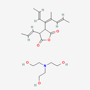molecular formula C22H35NO6 B15191272 2-[bis(2-hydroxyethyl)amino]ethanol;3-[(2E,4Z,6E)-5-methylocta-2,4,6-trien-4-yl]-4-[(E)-prop-1-enyl]oxolane-2,5-dione 