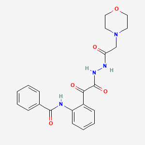 molecular formula C21H22N4O5 B15191353 Hydrazine, 2-((o-benzamidophenyl)oxalyl)-1-(morpholinoacetyl)- CAS No. 85080-21-3