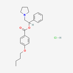 molecular formula C23H30ClNO3 B15191443 Benzoic acid, p-butoxy-, alpha-(1-pyrrolidinylmethyl)benzyl ester, hydrochloride CAS No. 113649-44-8