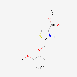 molecular formula C14H19NO4S B15191554 Ethyl 2-((2-methoxyphenoxy)methyl)-4-thiazolidinecarboxylate CAS No. 103181-49-3