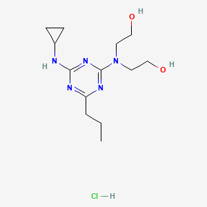 molecular formula C13H24ClN5O2 B15191567 Ethanol, 2,2'-((4-(cyclopropylamino)-6-propyl-1,3,5-triazin-2-yl)imino)bis-, monohydrochloride CAS No. 148296-16-6