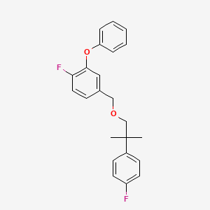 molecular formula C23H22F2O2 B15191571 Benzene, 1-fluoro-4-((2-(4-fluorophenyl)-2-methylpropoxy)methyl)-2-phenoxy- CAS No. 83493-13-4