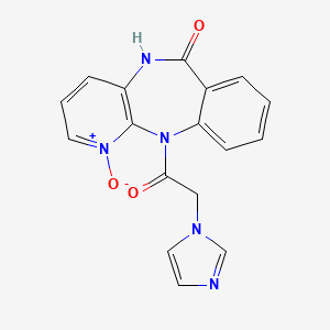 molecular formula C17H13N5O3 B15191641 6H-Pyrido(2,3-b)(1,4)benzodiazepin-6-one, 5,11-dihydro-11-((1-imidazolyl)acetyl)-, 1-oxide CAS No. 84446-11-7