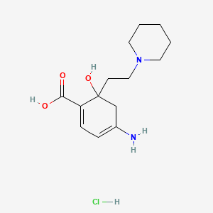 molecular formula C14H23ClN2O3 B15191682 Salicylic acid, p-amino-, 2-(piperidinoethyl) ester, hydrochloride CAS No. 102338-92-1
