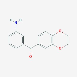 molecular formula C15H13NO3 B1519170 (3-Aminophenyl)(2,3-dihydro-1,4-benzodioxin-6-yl)methanone CAS No. 1177220-28-8