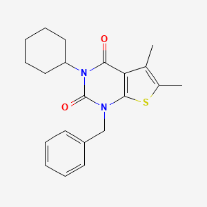molecular formula C21H24N2O2S B15191757 Thieno(2,3-d)pyrimidine-2,4(1H,3H)-dione, 3-cyclohexyl-5,6-dimethyl-1-(phenylmethyl)- CAS No. 203808-39-3