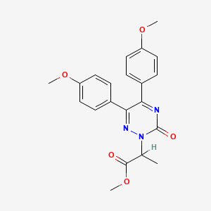 molecular formula C21H21N3O5 B15191772 Methyl 5,6-bis(4-methoxyphenyl)-alpha-methyl-3-oxo-1,2,4-triazine-2(3H)-acetate CAS No. 108734-86-7