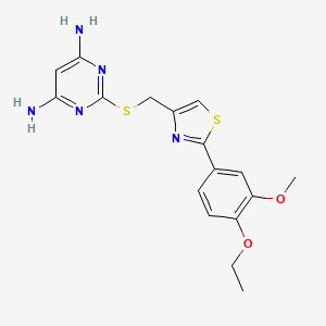 2-({[2-(4-Ethoxy-3-methoxyphenyl)-1,3-thiazol-4-yl]methyl}sulfanyl)pyrimidine-4,6-diamine
