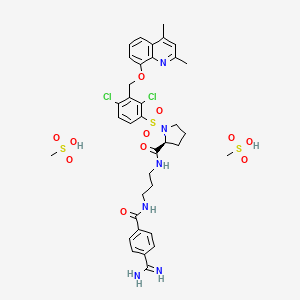 molecular formula C36H44Cl2N6O11S3 B15191856 Anatibant dimesylate CAS No. 1332585-65-5