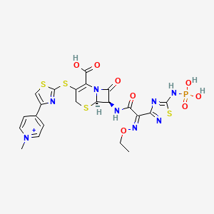 molecular formula C22H22N8O8PS4+ B15191866 Ceftaroline anhydrous base CAS No. 402741-13-3