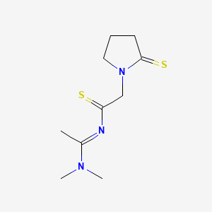 molecular formula C10H17N3S2 B15192124 N-(1-(Dimethylamino)ethylidene)-2-thioxo-1-pyrrolidineethanethioamide CAS No. 126647-14-1