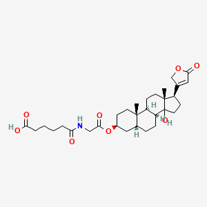 molecular formula C31H45NO8 B15192172 Digitoxigenin-3-beta-N-(carboxyvaleryl)glycyl ester CAS No. 81072-21-1