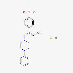 molecular formula C19H24ClN3O3S B15192215 Ethanone, 1-(4-(methylsulfonyl)phenyl)-2-(4-phenyl-1-piperazinyl)-, oxime, monohydrochloride CAS No. 104058-01-7