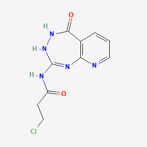 molecular formula C10H10ClN5O2 B15192233 Propanamide, 3-chloro-N-(3,4-dihydro-5-oxo-5H-pyrido(2,3-e)(1,3,4)triazepin-2-yl)- CAS No. 120873-30-5