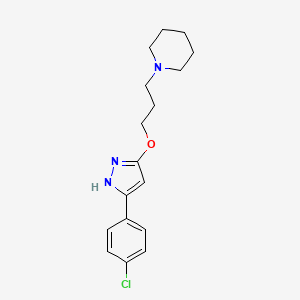 molecular formula C17H22ClN3O B15192331 Piperidine, 1-((3-(5-(4-chlorophenyl)-1H-pyrazol-3-yl)oxy)propyl)- CAS No. 86871-46-7