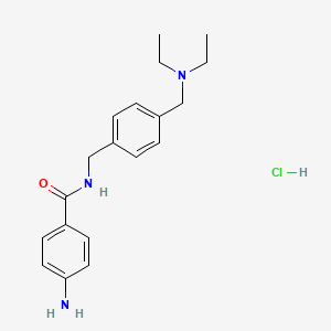 molecular formula C19H26ClN3O B15192419 Benzamide, p-amino-N-(p-((diethylamino)methyl)benzyl)-, hydrochloride CAS No. 84227-76-9