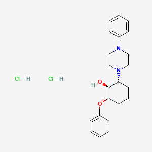 molecular formula C22H30Cl2N2O2 B15192577 Cyclohexanol, 2-phenoxy-6-(4-phenyl-1-piperazinyl)-, dihydrochloride, (1-alpha,2-beta,6-beta)- CAS No. 108661-80-9