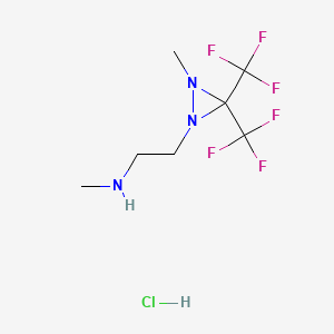 molecular formula C7H12ClF6N3 B15192633 N,N-Dimethyl-3,3-bis(trifluoromethyl)-1-diaziridineethanamine monohydrochloride CAS No. 106036-82-2