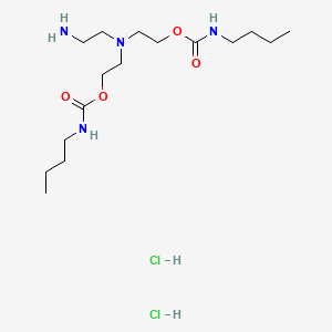 molecular formula C16H36Cl2N4O4 B15192749 1-Amino-2-bis(n-butylcarbamoyloxyethyl)aminoethane dihydrochloride CAS No. 118811-38-4