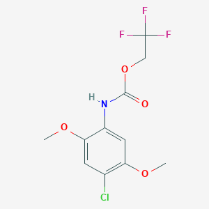 molecular formula C11H11ClF3NO4 B1519283 2,2,2-trifluoroethyl N-(4-chloro-2,5-dimethoxyphenyl)carbamate CAS No. 1087797-86-1