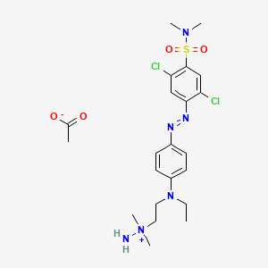 molecular formula C22H32Cl2N6O4S B15192875 Hydrazinium, 1-(2-((4-((2,5-dichloro-4-((dimethylamino)sulfonyl)phenyl)azo)phenyl)ethylamino)ethyl)-1,1-dimethyl-, acetate CAS No. 72379-50-1