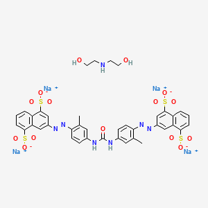molecular formula C39H35N7Na4O15S4 B15192913 Tetrasodium;3-[[4-[[4-[(4,8-disulfonatonaphthalen-2-yl)diazenyl]-3-methylphenyl]carbamoylamino]-2-methylphenyl]diazenyl]naphthalene-1,5-disulfonate;2-(2-hydroxyethylamino)ethanol CAS No. 70248-53-2