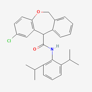 molecular formula C27H28ClNO2 B15192968 2-Chloro-6,11-dihydro-N-(2,6-diisopropylphenyl)dibenz(b,e)oxepin-11-carboxamide CAS No. 144170-09-2