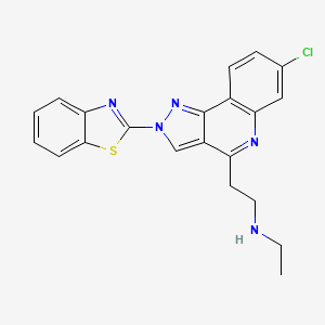 molecular formula C21H18ClN5S B15193072 2H-Pyrazolo(4,3-c)quinoline-4-ethanamine, 2-(2-benzothiazolyl)-7-chloro-N-ethyl- CAS No. 177406-29-0