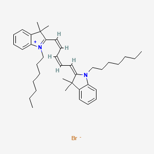 molecular formula C39H55BrN2 B15193079 3H-Indolium, 1-heptyl-2-(5-(1-heptyl-1,3-dihydro-3,3-dimethyl-2H-indol-2-ylidene)-1,3-pentadienyl)-3,3-dimethyl-, bromide CAS No. 125520-85-6