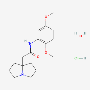 molecular formula C17H27ClN2O4 B15193238 N-(2,5-dimethoxyphenyl)-2-(1,2,3,5,6,7-hexahydropyrrolizin-8-yl)acetamide;hydrate;hydrochloride CAS No. 88069-52-7