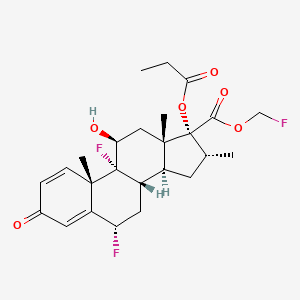 molecular formula C25H31F3O6 B15193280 fluoromethyl (6S,8S,9R,10S,11S,13S,14S,16R,17R)-6,9-difluoro-11-hydroxy-10,13,16-trimethyl-3-oxo-17-propanoyloxy-6,7,8,11,12,14,15,16-octahydrocyclopenta[a]phenanthrene-17-carboxylate CAS No. 1174034-79-7