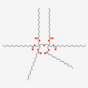 molecular formula C94H178O13 B15193303 Tetradecanoic acid, 2-[[3-[(1-oxotetradecyl)oxy]-2,2-bis[[(1-oxotetradecyl)oxy]methyl]propoxy]methyl]-2-[[(1-oxotetradecyl)oxy]methyl]-1,3-propanediyl ester CAS No. 75587-84-7