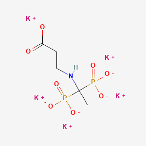 molecular formula C5H8K5NO8P2 B15193304 N-(1,1-Diphosphonoethyl)-beta-alanine, potassium salt CAS No. 73384-94-8