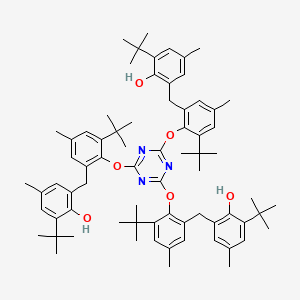 molecular formula C72H93N3O6 B15193334 Phenol, 2,2',2''-(1,3,5-triazine-2,4,6-triyltris(oxy(3-(1,1-dimethylethyl)-5-methyl-2,1-phenylene)methylene))tris(6-(1,1-dimethylethyl)-4-methyl- CAS No. 40703-84-2