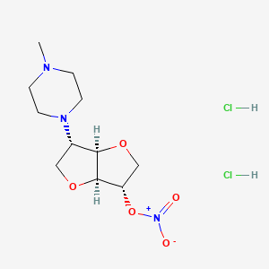 molecular formula C11H21Cl2N3O5 B15193350 [(3S,3aR,6S,6aS)-3-(4-methylpiperazin-1-yl)-2,3,3a,5,6,6a-hexahydrofuro[3,2-b]furan-6-yl] nitrate;dihydrochloride CAS No. 81786-35-8