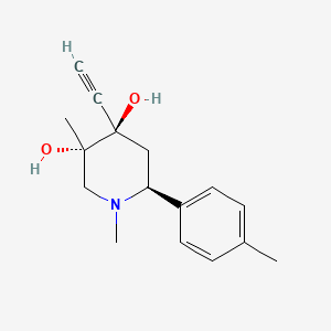 molecular formula C16H21NO2 B15193354 cis-1,3-Dimethyl-4-ethynyl-6-(4-methylphenyl)-3,4-piperidinediol CAS No. 120729-76-2