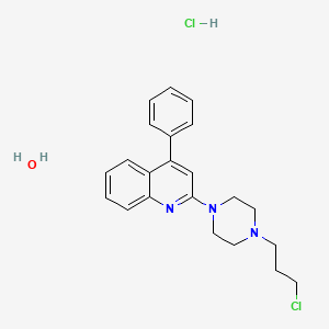 molecular formula C22H27Cl2N3O B15193362 Quinoline, 2-(4-(3-chloropropyl)-1-piperazinyl)-4-phenyl-, monohydrochloride, monohydrate CAS No. 97634-04-3