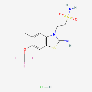 molecular formula C11H13ClF3N3O3S2 B15193495 N-Methyl-2-(2-imino-6-trifluoromethoxy-3-benzothiazolinyl)ethanesulphonamide hydrochloride CAS No. 130997-41-0